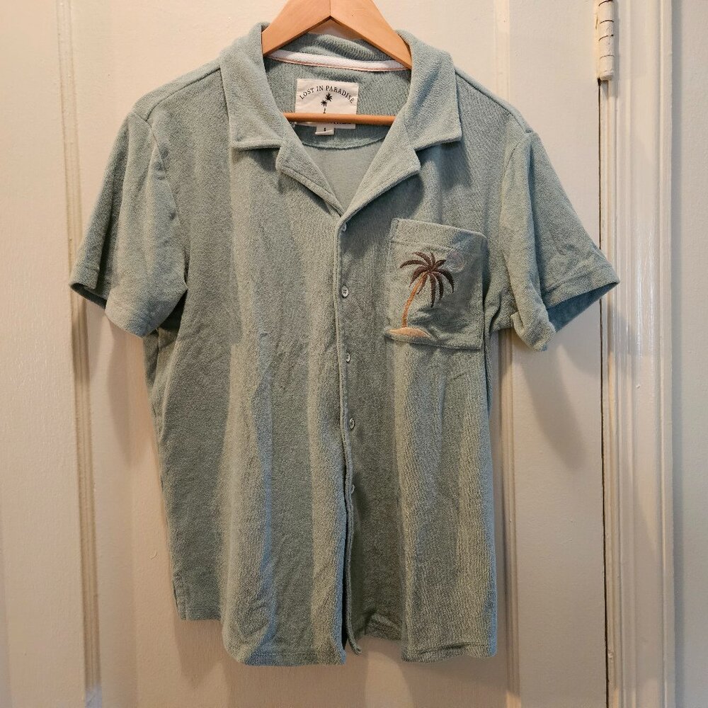 Terry Cloth Button-Down Beach Shirt